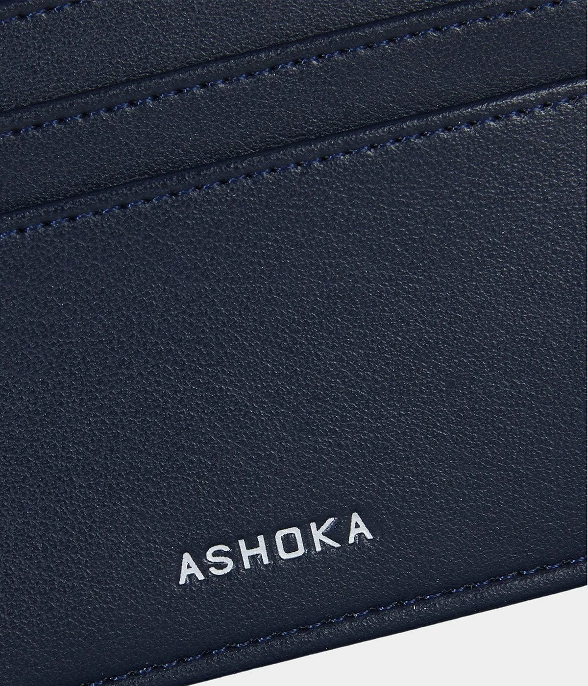 Zipped Apple Leather Vegan Card Holder | Navy Blue