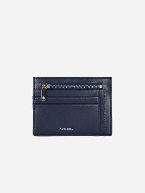 Zipped Apple Leather Vegan Card Holder | Navy Blue