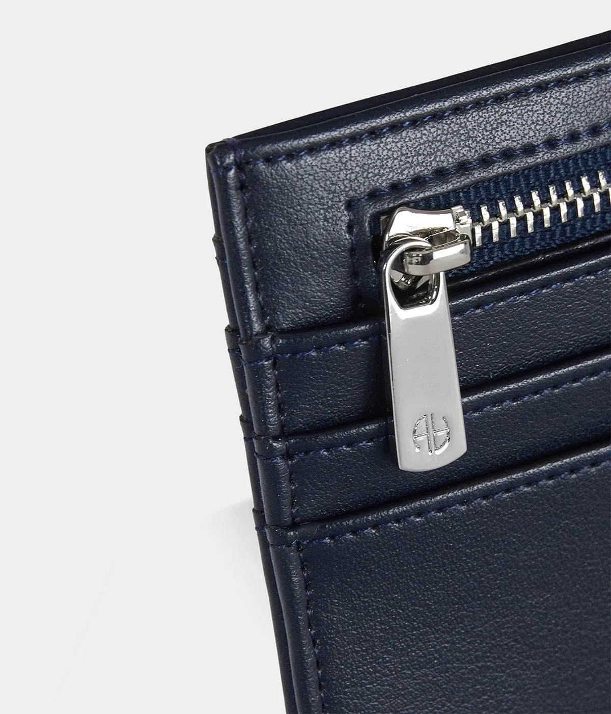 Zipped Apple Leather Vegan Card Holder | Navy Blue